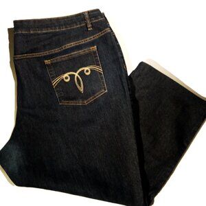 Westport Woman Jeans  Plus sz 24W  Cropped  Pocket Stitch  Stretch  Raw Hem  GUC